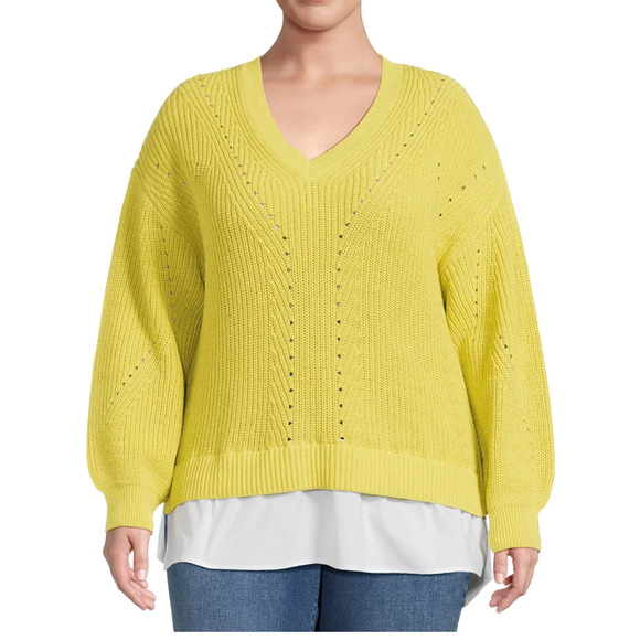 Terra & Sky Women's Plus Shaker Knit Layered Sweater NWT Size 0X - Picture 2 of 5